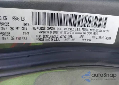 2012 Jeep Grand Cherokee Limited from USA, damaged, VIN 1C4RJFBG9CC193723